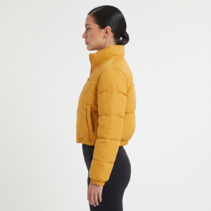 Custom New Fashion Winter Women's Sheep Skin Knitted Bubble <b>Crop</b> Puffer <b>Jacket</b> Quick Dry Plus Size - Product Image 3
