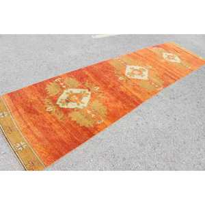 Tapis de 3,37 x 13,4 pieds, tapis turc, tapis vintage en laine rouge bordé - Product Image 2