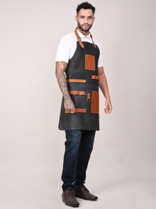Waterproof and Heatproof Cow Grain <b>Leather</b> Sleeveless <b>Apron</b> for Barbeque and Other Indoor Activities Manufactured in Factory - Product Image 6