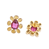 Anting-anting gantung geometris klasik kuningan alami imut dengan kristal, lapisan emas 18K, desain unik, hadiah