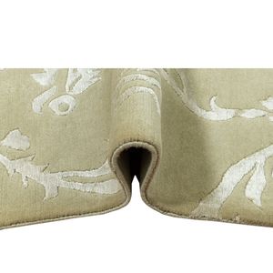 พรมปูพื้นลายพิมพ์นามธรรมสีเหลืองเทาแบบวินเทจ ทอจากใยไผ่และไหม ป้องกันการลื่น ขนยาว ใช้ได้ทุกฤดู ผลิตด้วยมือ พร้อมแผ่นรองไนลอน - Product Image 5