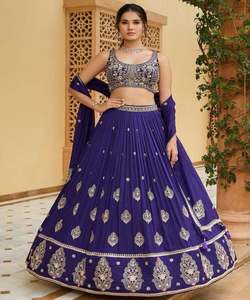 Lehenga Choli en Georgette Imprimé Riche Look avec Dupatta, Vêtement Ethnique pour Tenue de Fête, Qualité Supérieure, Gamme Basique, Couleur Violet, Prix de Gros - Product Image 6