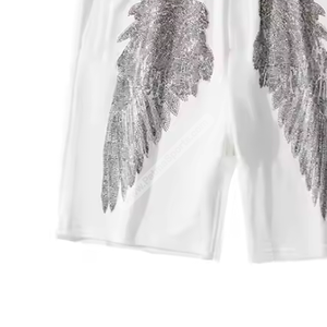 Shorts de survêtement personnalisés en strass blancs Shorts de survêtement en strass en meilleur matériau Shorts de survêtement en strass de style tendance à vendre - Product Image 4