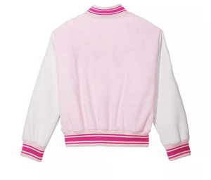 Wholesale Hot Item Premium Women's Varsity Jacket In Royal <b>Pink</b> Classic Custom Knitted Crop <b>Wool</b> Letterman Jacket for Baseball - Product Image 4