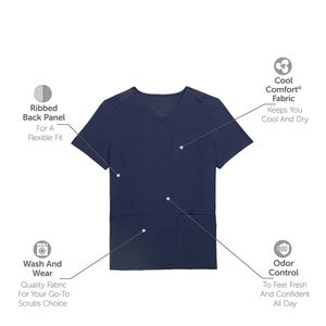 Vêtements médicaux gris élégants pour femmes, blouse et pantalon d'infirmière en polyester extensible, chemise à lacets pour hôpital - Product Image 5