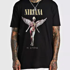Premium Oversized Nirvana License T-Shirt Authentic Licensed Design Crew Neck Short Sleeve Jersey Tee 100% Cotton Regular Length