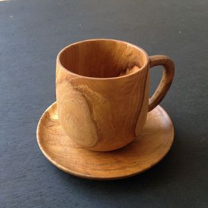 100% tasse en bois naturel pour bière et barware et dessus de table avec poignée tasse à bière tasse à café à boire à la main - Product Image 4