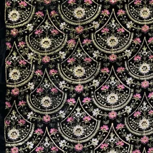 9000 velours marié sherwani tissus couleur noire