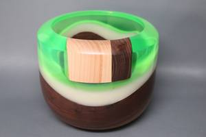 Ensaladera de resina epoxi de alta calidad nublada y madera, ensalada de madera de Mango, pegatina esmaltada para ensalada, cuenco estampado, juegos de vajilla, cuencos - Product Image 5