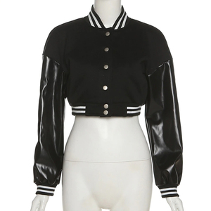 Nuevo diseño de las señoras más vendidos de cuero artificial crop Varsity chaqueta Top señora de las mujeres personalizar - Product Image 1