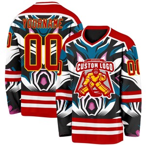 Maillot de hockey sur glace en polyester à séchage rapide, sur mesure, avec design et impression personnalisés, service OEM pour les noms d'équipe, broderie - Product Image 6