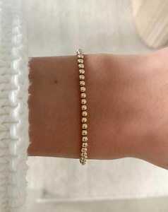 Elegante pulsera de bola de plata esterlina 925 de moda, pulsera de cuentas de oro, pulsera apilable delicada, regalo del Día de la madre para ella - Product Image 2