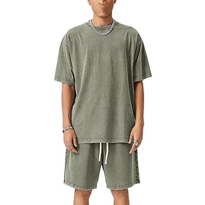 Men Streetwear Oversized T Shirt Shorts <b>Set</b> Summer 2 Piece Outfit Cotton Casual Matching <b>Set</b> Loose Fit - Product Image 1