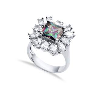 แหวนพลอยโทแพซพลอยเทียมทรงสี่เหลี่ยมผืนผ้าทำด้วยมือสไตล์ตุรกีเครื่องประดับเงินสเตอร์ลิงสำหรับ925 - Product Image 1