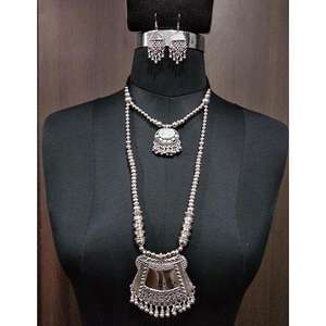 Jeweljunk 1112899 capa blanca Navratri collar conjunto fino 18K chapado en oro cobre joyería con piedra de circón - Product Image 1