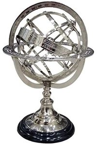 Armillaire en laiton nickelé sur une base en bois de couleur noire avec la plus haute qualité et un design élégant - Product Image 5