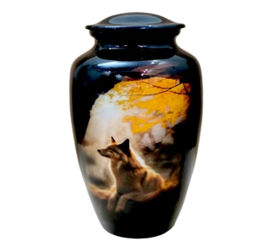 Funeral y conmemorativo de urna de cremación de lobo para cenizas humanas de hasta 200 libras con bolsa de terciopelo Urna asequible para cenizas - Product Image 1