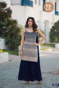 Traje de lujo de verano de estilo tradicional indio para mujer, vestido Sharara bordado con Salwar Kameez y Dupatta, ropa de mujer trabajada - Product Image 3