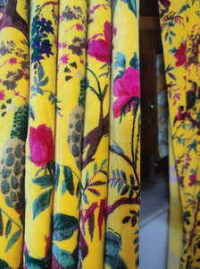 Lujo pájaro estampado terciopelo algodón moderno Rod bolsillo cortinas hechas a mano Blackout ventana colgante todas las estaciones hogar habitación decoración bajo costo - Product Image 4