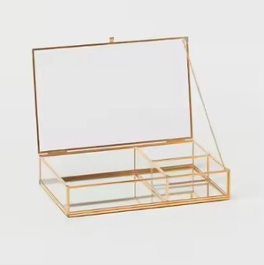 Caja de Exhibición con Marco de Metal Dorado Antiguo, Caja de Almacenamiento de Joyas para Anillos, Aretes y Collares, las Mejores Cajas para Joyas - Product Image 4