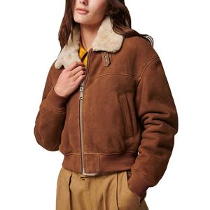 Chaqueta de Cuero Tipo Bomber Personalizada con Acabado en Piel de Oveja para Mujer, Tallas de Invierno en Diferentes Colores, Relleno de Algodón Transpirable - Product Image 1