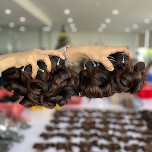 Vente chaude Bouncy Color 100% Vietnamien Vierge Cheveux Humains Fermeture Ensemble Cheveux Tissage Extensions Machine Double Trame - Product Image 1