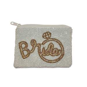 Nouveau design fait à la main or et blanc perlé broderie 'Bride' petit sac portefeuille mignon élégant fantaisie et choix de qualité supérieure de l'Inde - Product Image 1