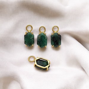 มรกต12x8มม. ทรงหกเหลี่ยม925เงินสเตอร์ลิงชุปทองชุดง่ามจี้มรกต925เงินขายส่งเครื่องประดับจำนวนมาก - Product Image 1