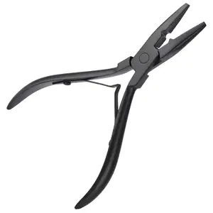 Hair Extension Clip Pliers for Micro Links Beads Rings Feather Crimp Tool Black Pulling Loop Silicone Beads + Micro Rings