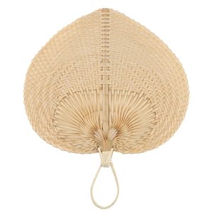 Éventail traditionnel miniature en bambou avec feuille de palmier et raphia, éventail vietnamien sculpté pour mariage d'été - Product Image 2