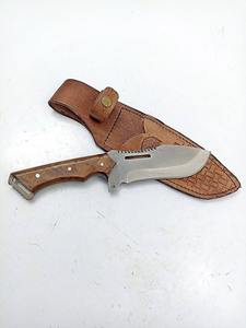 มีดทำมือแบบใบตาย  เหล็กกล้าคาร์บอนสูง  ด้ามไม้  พร้อมปลอกหนังแท้ - Product Image 2