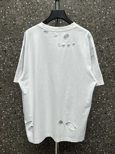 Fabricante personalizado pantalla impresa doble capa pesado algodón camisetas 220 GSM hombres Vintage rasgado desgastado camiseta Streetwear - Product Image 3