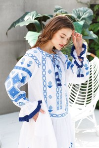 Blusa bordada ucraniana 2025, recién llegado, gran oferta, vestido largo hecho a mano, blusa bordada para mujer, Ucrania para estilo navideño - Product Image 3