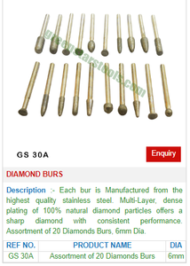 Diamond Burs GS 30A for Jewelry <b>Tools</b> & Equipment Premium Quality Jewellery <b>Tools</b> - Product Image 2
