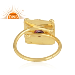 New Arrival Sterling <b>Silver</b> 18K Gold Plated Natural <b>Garnet</b> Gemstone Stackable <b>Ring</b> Custom Jewelry Manufacturer - Product Image 4