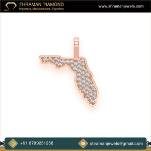 Collier de déclaration esthétique personnalisé en or massif 14 carats Chaîne Pendentif fin Hip Hop pour hommes Charme Diamant naturel Glacé Bling Carte de Floride - Product Image 5