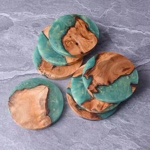Jolis sous-verres en résine Sous-verre en résine époxy et support en bois Bois massif de luxe écologique et époxy pour la maison et le bureau - Product Image 5