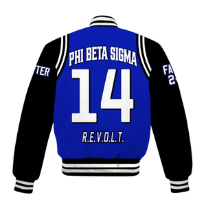 Phi Beta Sigma 1914 Greek Life Blue White Chenille Patch Varsity Letterman Jacket Fraternity Classic College Jacket - Product Image 4
