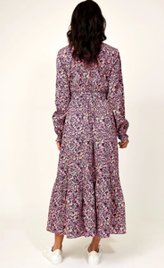 New Arrivals <b>Women</b> Fashion Elegance Casual Digital Printed Long Balloon Sleeves Ankle Length <b>Dress</b> With <b>Belt</b> - Product Image 3