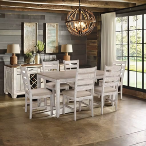 Juego de Comedor Estilo Americano Vintage, Muebles de Madera Maciza de Teca y Caoba de Alta Calidad - Product Image 1