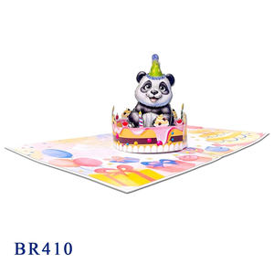 Meilleure vente : Carte de vœux 3D pop-up personnalisée, faite main au Vietnam, avec motif gâteau d'anniversaire panda en papier, art du papier, artisanat vietnamien - Product Image 3