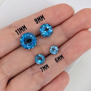 Pierre précieuse naturelle de qualité supérieure, taille brillante, bleu ciel, 4-8 mm, traitement de cirage/entraînement à l'huile, 1-3 carats, pour bijoux en topaze bleue - Product Image 2