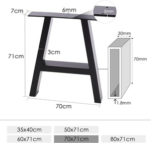 Vinahardware Table de salle à manger rectangulaire moderne et pieds de table basse en acier moulé industriel contemporain pour appartement ou hôtel - Product Image 6
