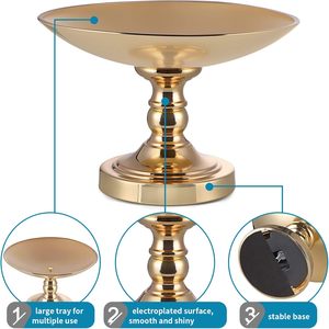 Bol de rangement à grande hauteur or Plat rond moderne élégant avec bord dentelé Bol métallique pour la maison ou le bureau Déco de Noël - Product Image 3