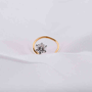 Piercing de nez minimaliste en or massif 14 carats avec diamant de laboratoire rond de 0,25 carat à six griffes pour femme, bijoux de mariage - Product Image 3