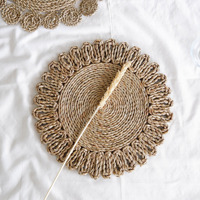 Assiettes de présentation festonnées en jonc de mer, offre promotionnelle, napperons tressés en jonc de mer, sous-plats en paille et raphia