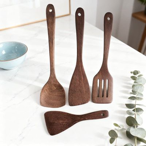 Solid Natural <b>Wooden</b> Spatula Set | Handcrafted <b>Kitchen</b> Cooking <b>Utensils</b> | Non-Stick Safe Heat Resistant <b>Wooden</b> Tools - Product Image 4