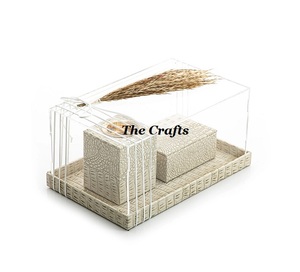 เครื่องเขียนแบบดั้งเดิมของไม้และหนัง Mabkhars Dukhoon สีเบจพร้อมถาดใส่กล่องน้ำหอมและที่ครอบอะคริลิค - Product Image 5