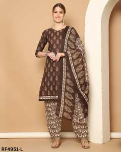 ชุด kurti ผ้าฝ้ายที่สง่างามสำหรับผู้หญิงที่มีทั้งหมดพิมพ์ลายดอกไม้ผ้าระบายอากาศนุ่มและการออกแบบที่ตรงกัน - Product Image 2