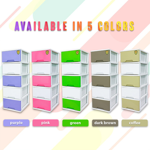 Meuble en plastique de qualité authentique, 5 niveaux de rangement des vêtements, tiroir de rangement en plastique PP Durable avec rouleau - Product Image 3